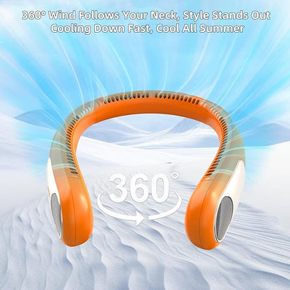 Portable Neck Fan, Personal Wearable Bladeless Fan, LED Display, 6000mAh USB