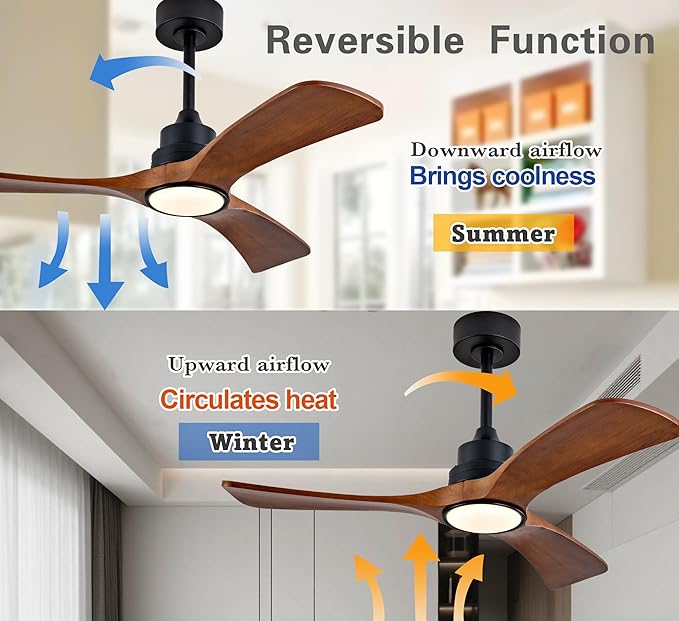Gaizw 42 inch Ceiling Fan with Light and Remote Control, 3 Blades Ceiling Fans