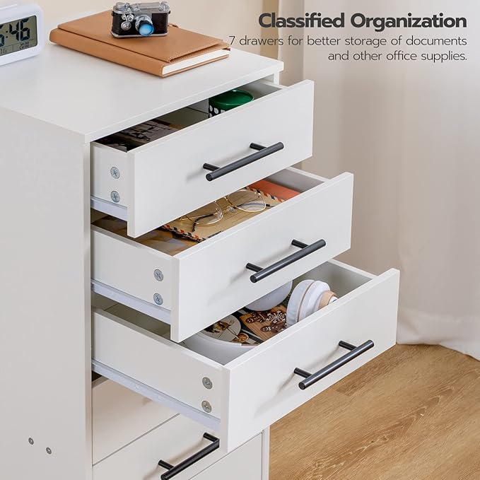 HOOBRO 7-Drawer File Cabinet, Wooden Office Cabinet