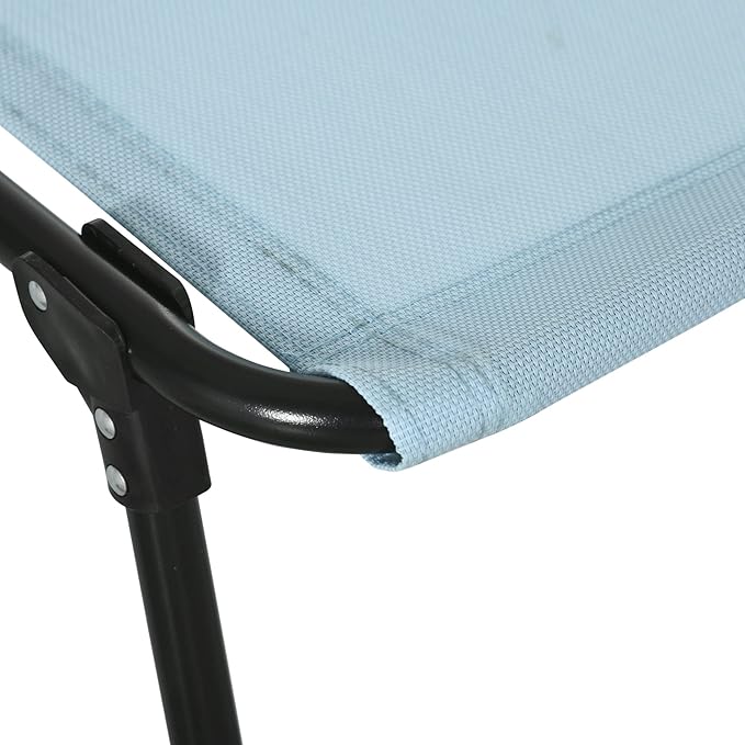 Outsunny Folding Chaise Lounge Chair, Patio Sun Tanning Chair, Outdoor Chaise Lounger with 4-Position Reclining Back, Breathable Mesh Seat for Beach, Poolside, Yard, Baby Blue
