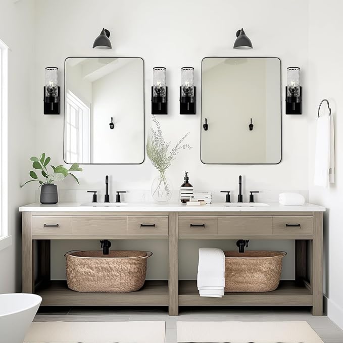 ANDY STAR Wall Mirror for Bathroom, Modern Rounded Rectangle Metal Frame Mirror