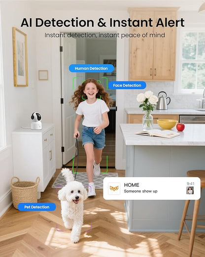 4K 8MP WiFi Camera, 360°Pan/Tilt Indoor Camera, 2-Way Talk, One-Touch Calling