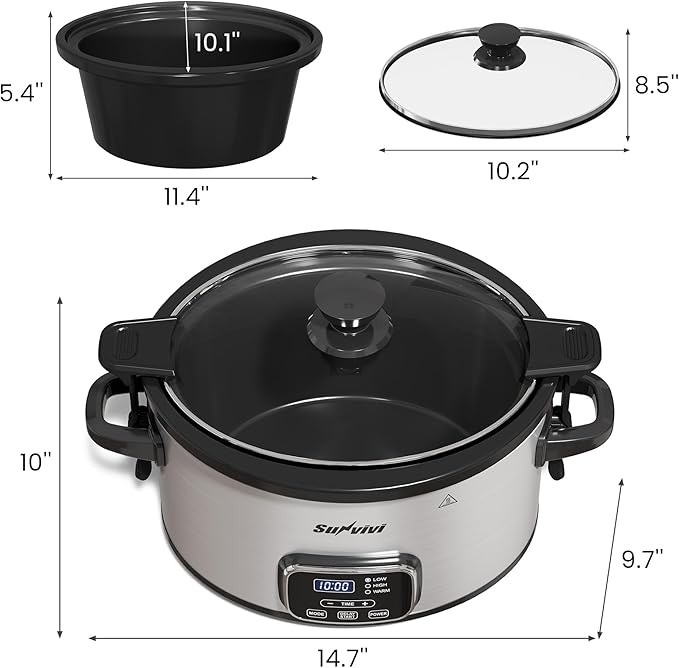 Sunvivi 4QT Programmable Slow Cooker
