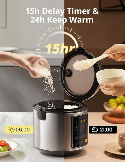 COMFEE' Rice Cooker, 14-in-1 Stainless Steel Multi Cooker, Slow Cooker