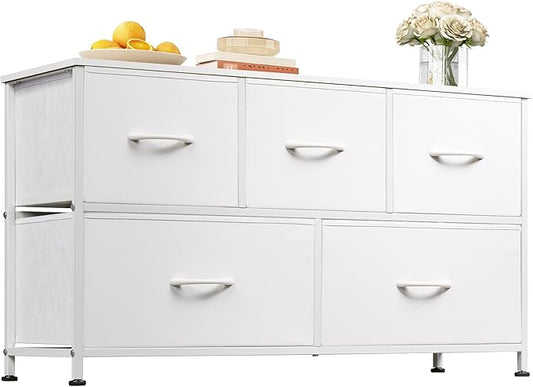 WLIVE Dresser for Bedroom with 5 Drawers, Wide Chest of Drawers, Fabric Dresser