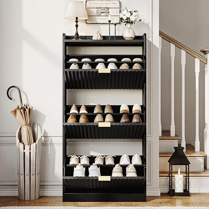 CHUWELL Fluted Shoe Cabinet Storage