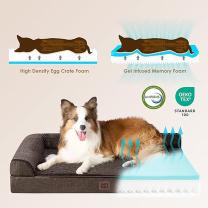 EHEYCIGA XXL Dog Bed Memory Foam, Orthopedic Giant Dog Bed Jumbo with Washable Removable Cover, Waterproof Pet Sofa Couch with Nonskid Bottom, 48x35x7.5, Brown | Washable Removable Cover, Waterproof Flat Pet Sofa Couch with Nonskid Bottom, 48x35x7.5