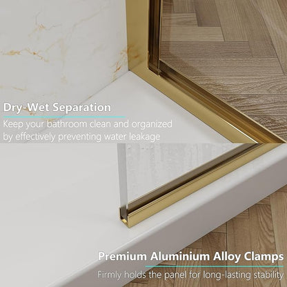 Shower Screen, 3/8" Tempered Glass, Shower Wall Panels, Fix Shower Glass Screen