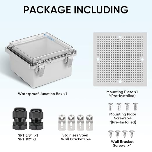 TICONN Waterproof Electrical Junction Box IP67 ABS Plastic Enclosure