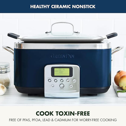GreenPan Elite 8-in-1 Programmable 6QT Electric Slow Cooker, Dishwasher Safe