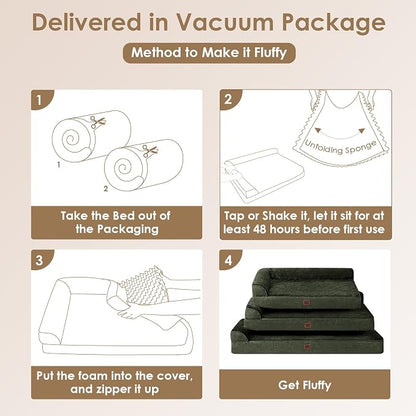 EHEYCIGA Large Dog Bed Memory Foam for Crate, Orthopedic Dog Bed Large Size Dogs with Washable Removable Cover, Waterproof Pet Sofa Couch with Nonskid Bottom, 35x22x6, Dark Green | Small Dog Sofa with Washable Removable Cover, Waterproof Pet Couch for ...