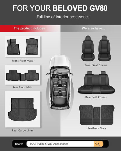 Floor Mats for Genesis GV80 2021-2025 5 Seats Only (Not for Coupe), All Weather TPE Floor Liners Cargo Mat GV80 Accessories Odorless Anti-Slip Cargo Liner Trunk Tray Protector