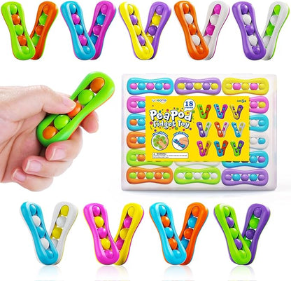 LESONG Fidget Sensory Toys for Kids: 18 Pack Colorful Finger Spinner Toys