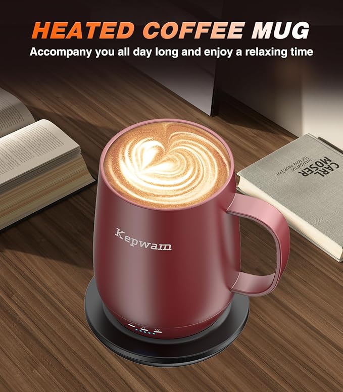 Kepwam Self Heating Coffee Mug T2, 16oz Smart Heated Coffee Mug, 150 Min