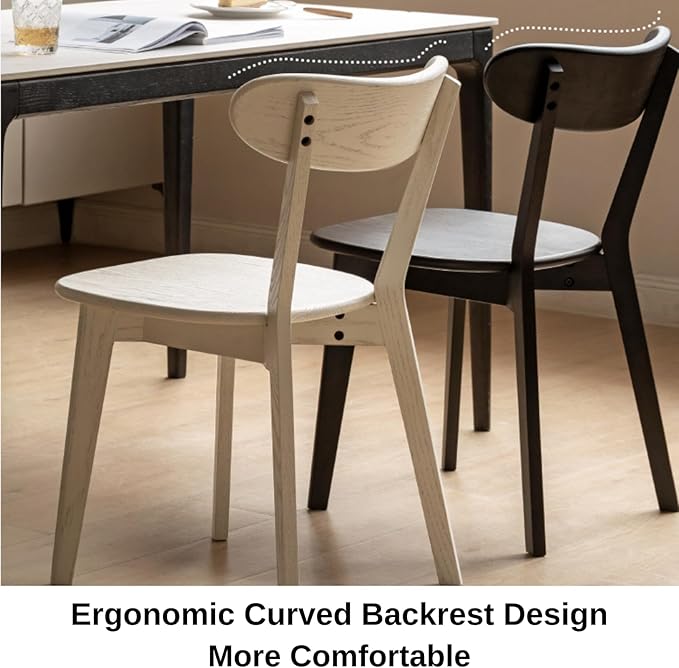 Bamskov 100% Solid Oak Wood Dining Room Chairs - Practical Kitchen Chairs - Wood Chair for Dining Room, Kitchen (1, Black)
