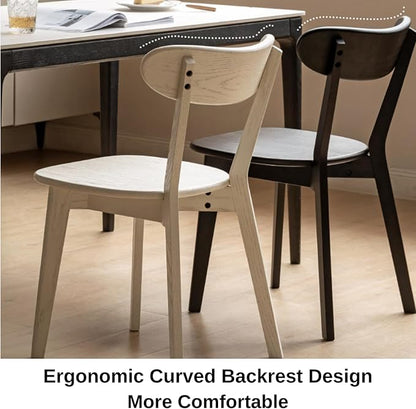 Bamskov 100% Solid Oak Wood Dining Room Chairs - Practical Kitchen Chairs - Wood Chair for Dining Room, Kitchen (1, Black)