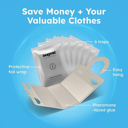 BugMD Clothes & Pantry Moth Traps – Sticky Glue Pheromone-Based Repellent