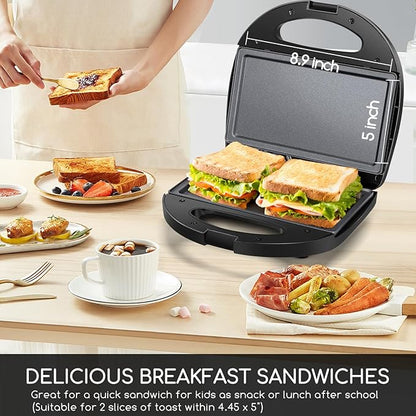 Aigostar Sandwich Maker with Non-stick Deep Grid Surface