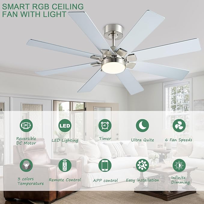 KNUN Nickel 48 Inch Ceiling Fans