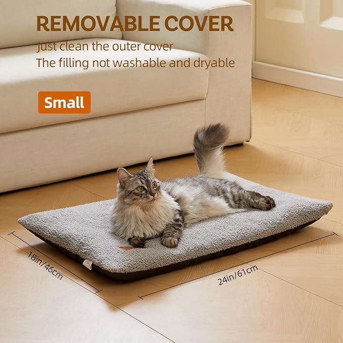 Self Warming Cat Bed Self Heating Pad 29 x 19 inch Thermal Pet mat for Indoor Outdoor Pets Double Filled Cat Mat with Washable Removable Cover Non-Slip Bottom (Light Gray)