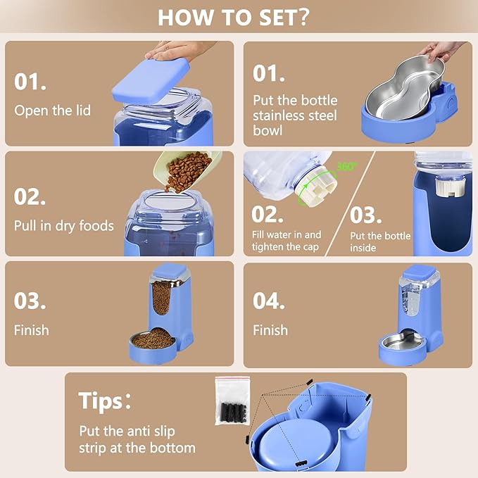 HWONMTE Portable Automatic Cat Feeder and Water Dispenser