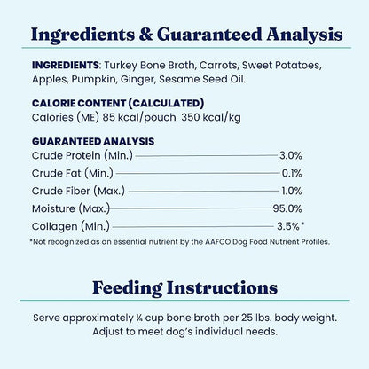 Solid Gold Turkey Bone Broth for Dogs - Limited Ingredient Bone Broth Dog Food Toppers for Picky Eaters with Collagen & Superfoods - Dog Gravy Topper for Dry Food - Gut Health & Hydration - 12 Pack