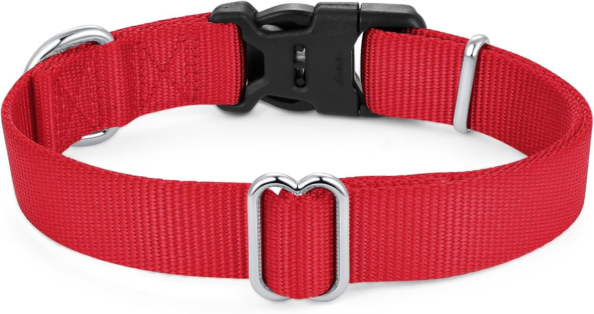 Mikivery Nylon Dog Collar with Quick Release Buckle Soft Adjustable Sturdy for Small Medium Large Dogs Red,M