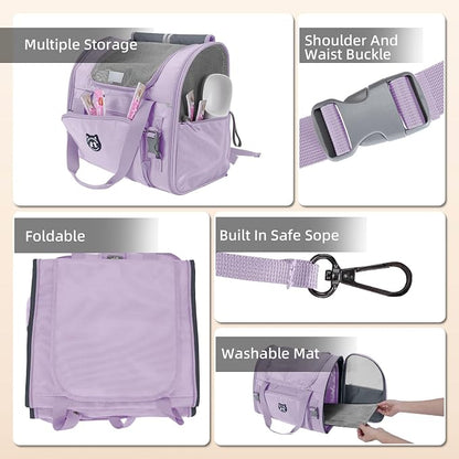 Expandable Cat Carrier Backpack for Large Cats - Airline Approved Pet Carrier Backpack for Small Dogs, Hiking & Travel, Waterproof with Breathable Mesh, 14lbs Capacity (Lavender, Standard)