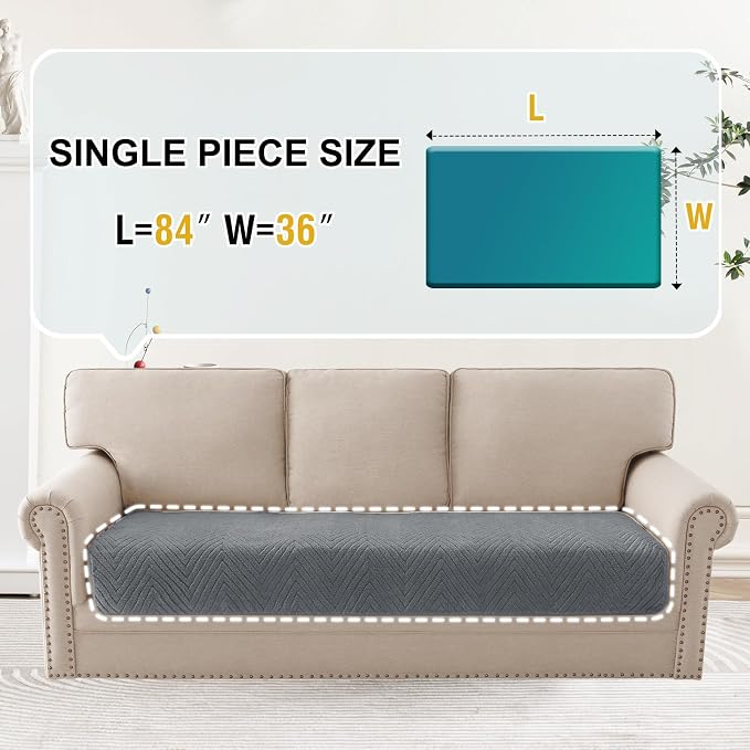 Turquoize Waterproof Couch Cover for Dogs Fuzzy Pet Couch Covers for Sofa Thick Dog Bed Cover Non-Slip Sofa Covers for 3 Cushion Couch Protector Slipcover Pet Friendly (Grey, 36" x 84")