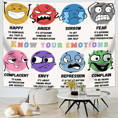 dueeia Mental Health Therapy Tapestry Wall Hanging Counseling Office Classroom Inspirational Motivational Tapestries for School Bedroom Living Room Wall Decor (90.6"x70.9")