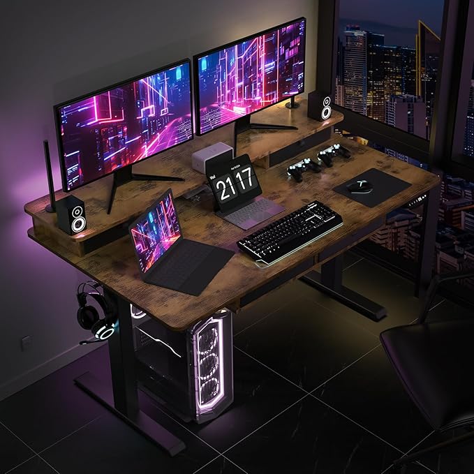 Electric Standing Desk, 63 * 30 Inches Adjustable Height