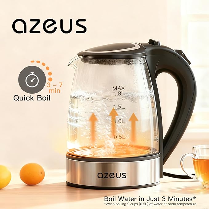 AZEUS Fast Boil Electric Water Kettle, 1.8L Large Capacity