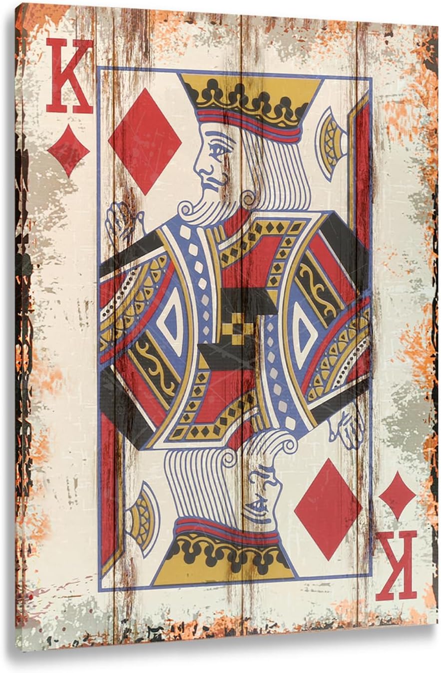Poker Canvas Wall Art Print King of Dianmonds Game Room Wall Art Print Wall Decor Prints Poster With Framed