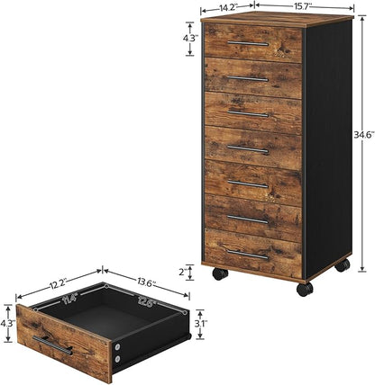HOOBRO 7-Drawer File Cabinet, Wooden Office Cabinet