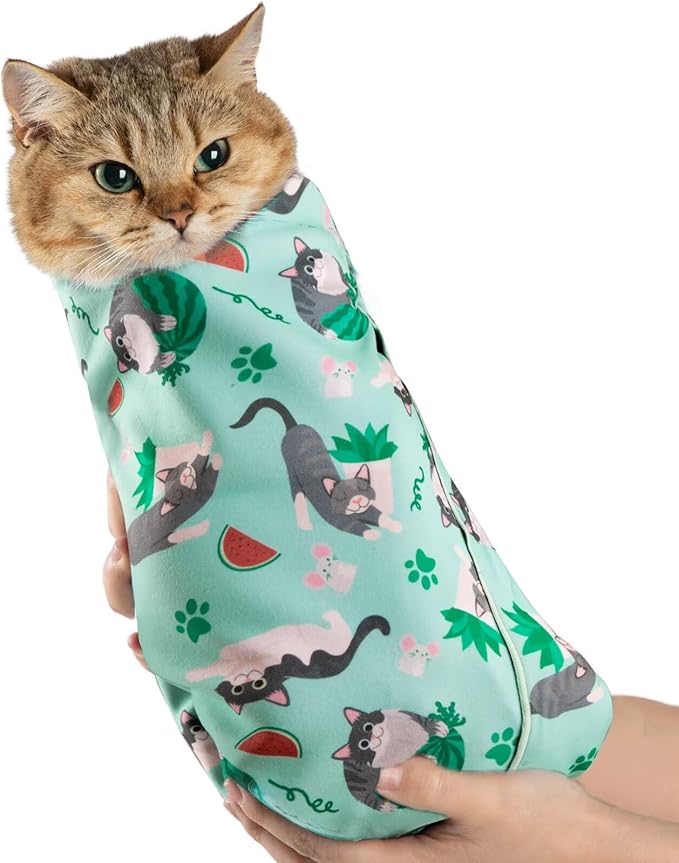 Paw Legend 35.4" Cat Wrap for Grooming Cat Wrap for Cutting Nails Cat Restraint for Nail Clipping Self Adhesive Blanket Restraint Cloth for Cats Within 22lbs