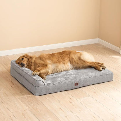 EHEYCIGA Memory Foam Dog Bed, Extra Large Size Orthopedic Dog Bed, Grey | Washable Removable Cover, Waterproof Flat Pet Sofa Couch with Nonskid Bottom, 48x35x7.5