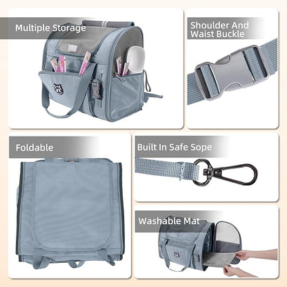 Expandable Cat Carrier Backpack for Large Cats - Airline Approved Pet Carrier Backpack for Small Dogs, Hiking & Travel, Waterproof with Breathable Mesh, 14lbs Capacity (Light Grey, Standard)