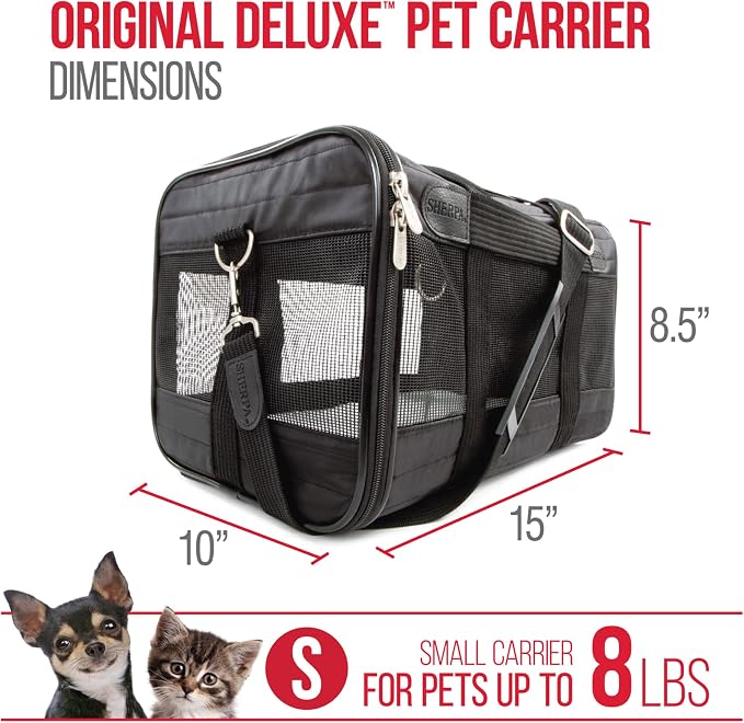Sherpa Original Deluxe Travel Pet Carrier, Airline Approved & Guaranteed On Board - Black, Small