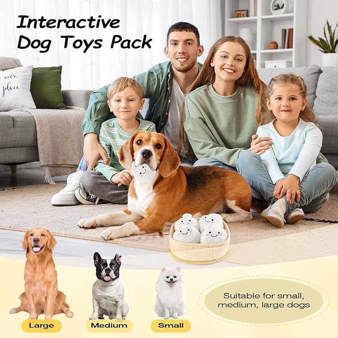 Dog Squeaky Toys, 5-Pack Interactive Dogs Toy, Stuffed Dog Chew Toys, Durable Plush Toy for Puppy, Small, Middle, Large Dogs