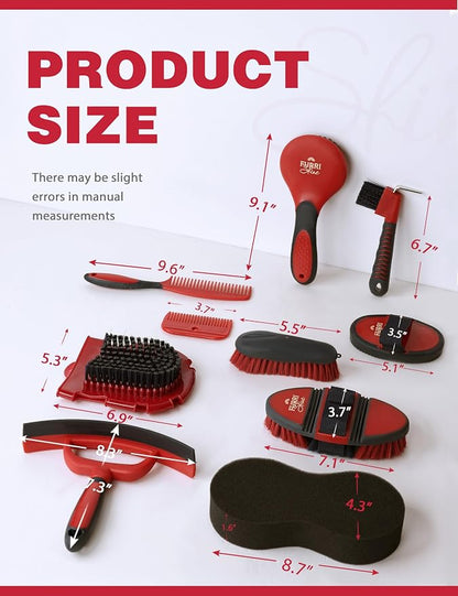 11-Piece Horse Grooming Kit with Waterproof Tote Shadowberry | 10 coordinated horse grooming tools with comfort-grip designs and a spacious waterproof tote for complete horse grooming