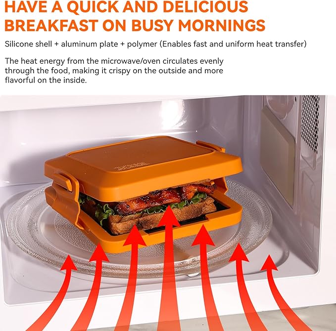 Microwave Toastie Sandwich Maker, Nonstick Plate Panini Maker, Versatile