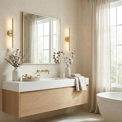 30"x30" Gold Square Mirror for Wall, Metal Framed Bathroom Vanity Mirror