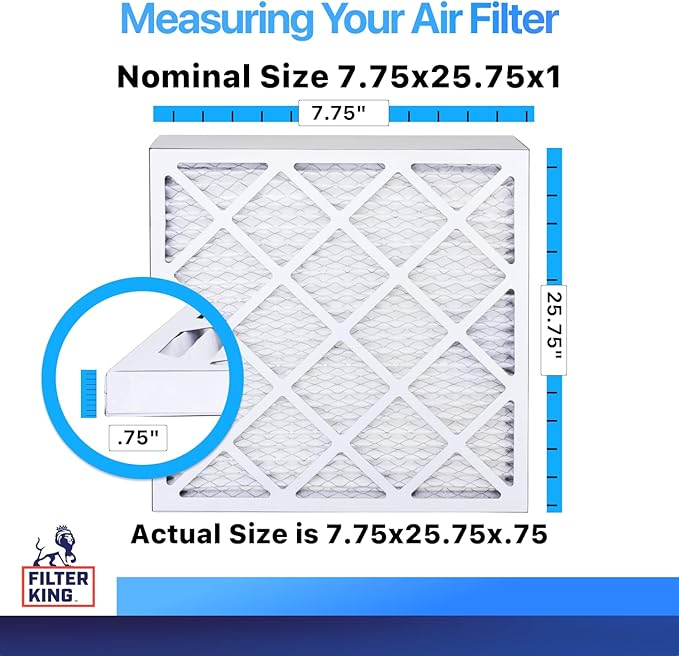 Filter King Air Filters 7.75x25.75x1 | 4-PACK | MERV 8 HVAC Pleated AC Furnace