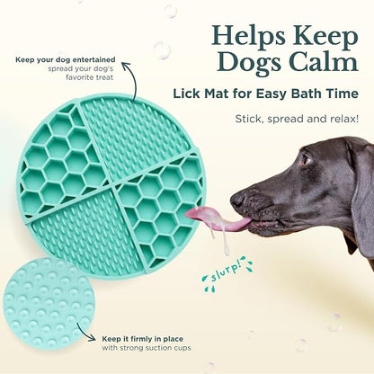 Bath Kit for Dogs & Puppies – Grooming Set with Recycled Polyester Towel, Silicone Brush & Lick Mat – Stylish At-Home Dog Bath Kit, Perfect Dog Gift