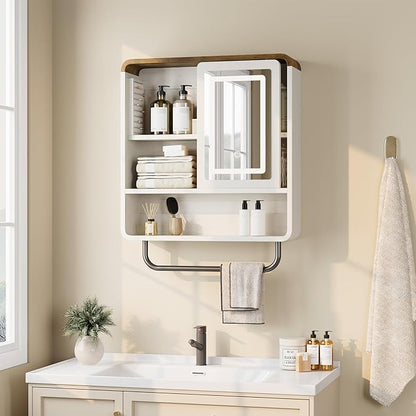 QUW Bathroom Wall Cabinet with Sliding Mirror Door, Modern Medicine Cabinet