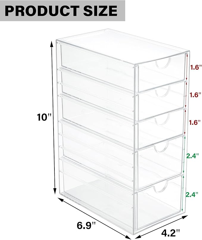 Prsildan Acrylic Drawer Makeup Organizer