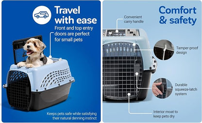 Petmate Dog Crates for Small Dogs & Cat Carriers, Two-Door Plastic Pet Kennel, Top & Front Loading, Made in USA, 24" For Pets Up To 15 lb, Pearl Tan | Plastic pet kennel made in USA, for small pups and kittens, dual entry design, great for travel and v...