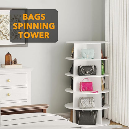 SpaceAid 5 Tier Rotating Shoe Rack Tower, Spinning Shoe Display Lazy Susan