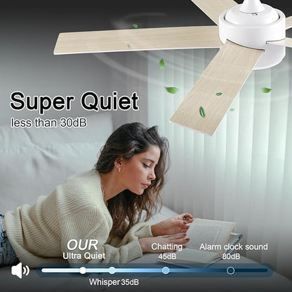 POCHFAN 52 inch White Ceiling Fans