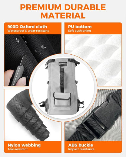 Waterproof Dog Backpack Carrier for Small Dogs Under 24 lb, Grey | 4-Layer Protection, Adjustable Dog Hiking Backpack with Storage Pockets, Reflective Strips, Non-Slip Handle for Travel